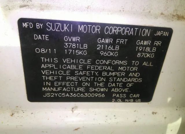 Photo 8 VIN: JS2YC5A36C6300956 - SUZUKI SX4 