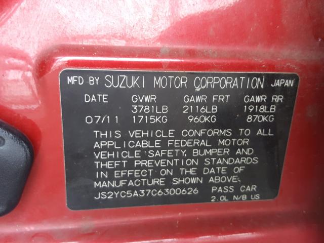 Photo 9 VIN: JS2YC5A37C6300626 - SUZUKI SX4 LE 