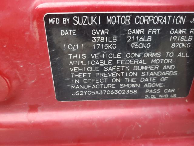 Photo 9 VIN: JS2YC5A37C6302358 - SUZUKI SX4 LE 