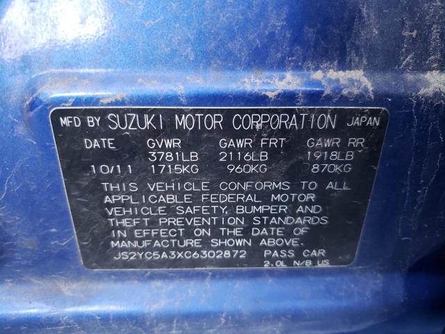 Photo 9 VIN: JS2YC5A3XC6302872 - SUZUKI SX4 LE 