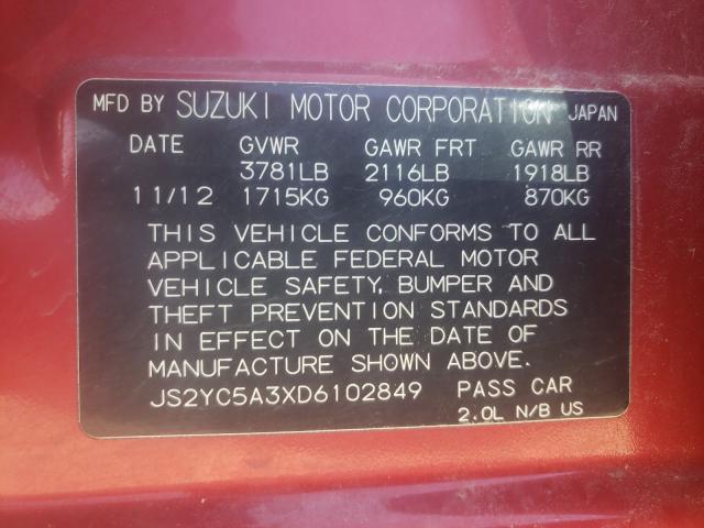 Photo 9 VIN: JS2YC5A3XD6102849 - SUZUKI SX4 LE 