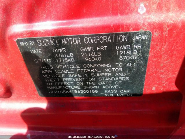 Photo 8 VIN: JS2YC5A41B6300158 - SUZUKI SX4 