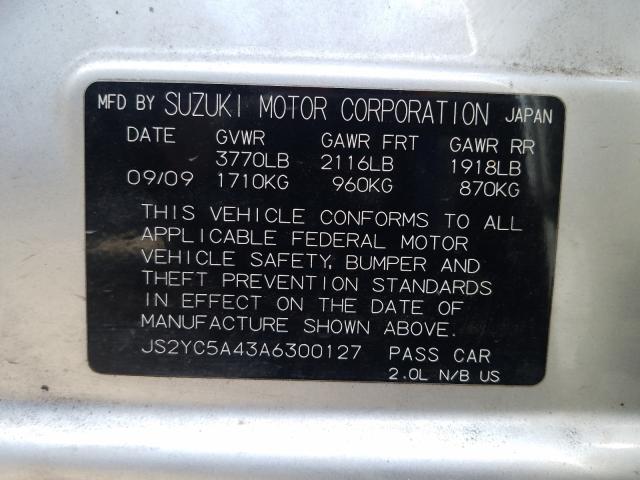 Photo 9 VIN: JS2YC5A43A6300127 - SUZUKI SX4 SPORT 