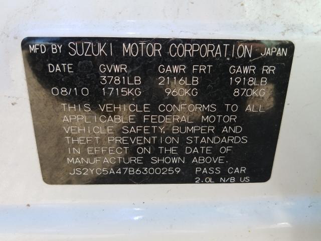 Photo 9 VIN: JS2YC5A47B6300259 - SUZUKI SX4 SPORT 