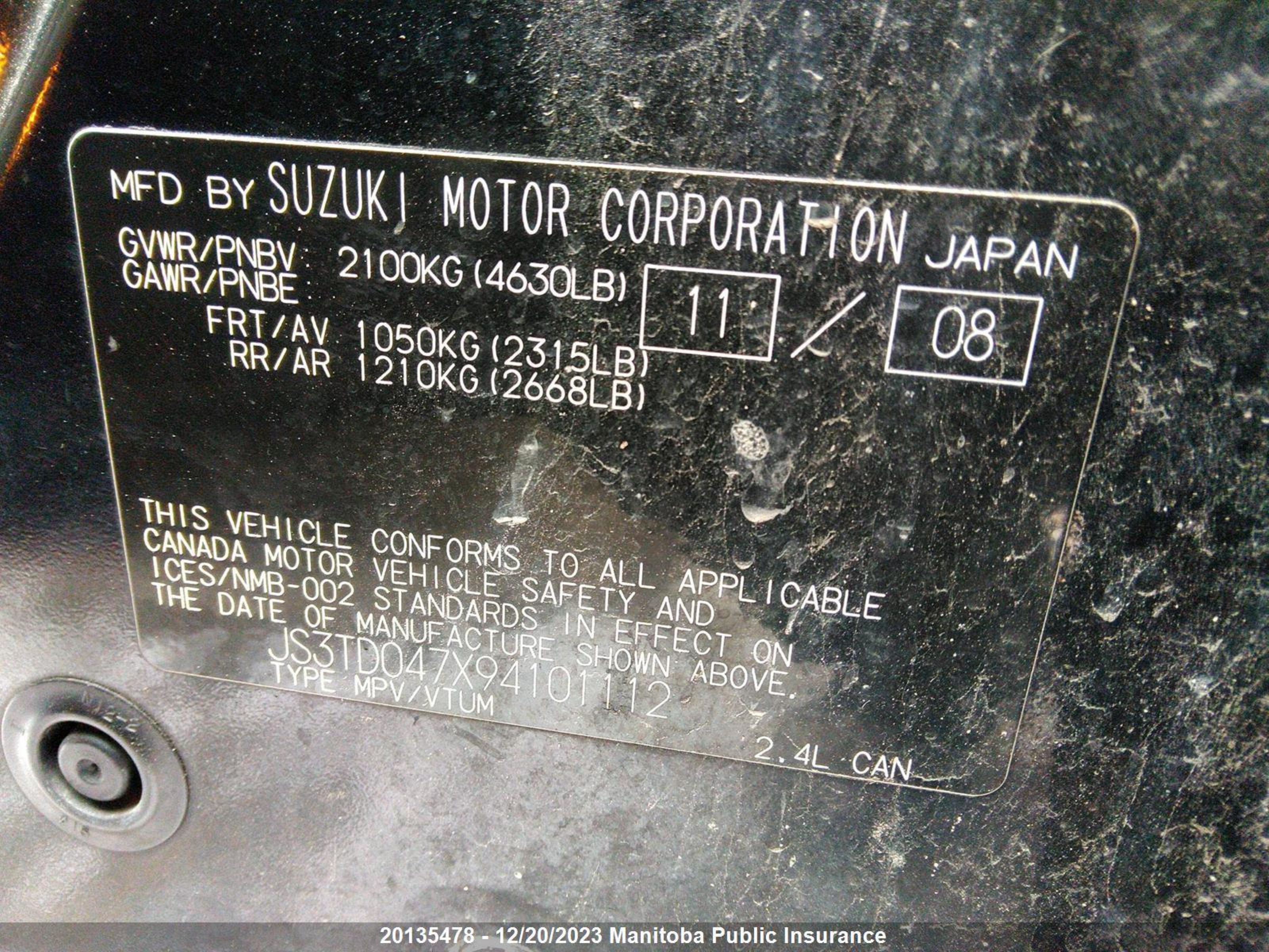 Photo 8 VIN: JS3TD047X94101112 - SUZUKI GRAND VITARA 