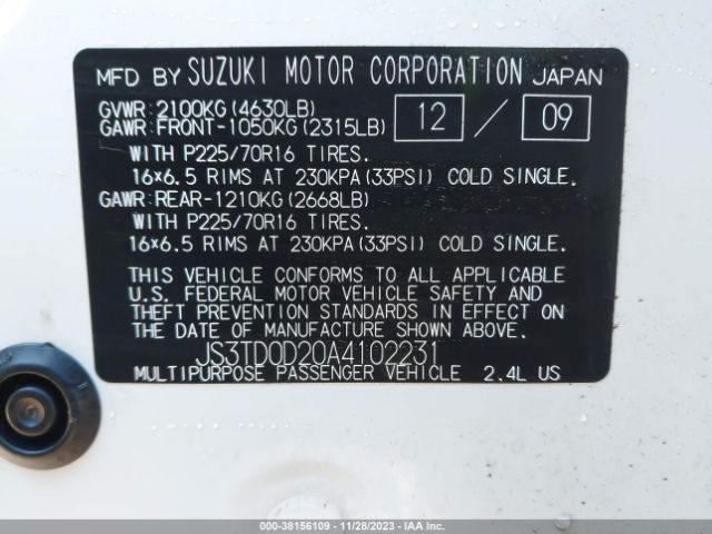 Photo 8 VIN: JS3TD0D20A4102231 - SUZUKI GRAND VITARA 