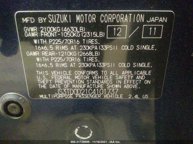 Photo 8 VIN: JS3TD0D21C4101737 - SUZUKI GRAND VITARA 