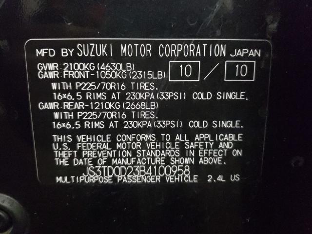 Photo 9 VIN: JS3TD0D23B4100958 - SUZUKI GRAND VITA 