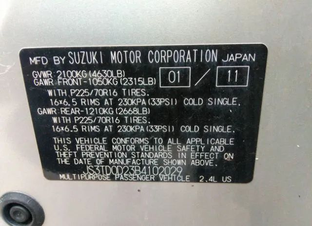 Photo 8 VIN: JS3TD0D23B4102029 - SUZUKI GRAND VITARA 