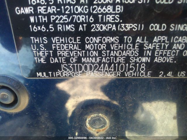 Photo 8 VIN: JS3TD0D24A4101518 - SUZUKI GRAND VITARA 