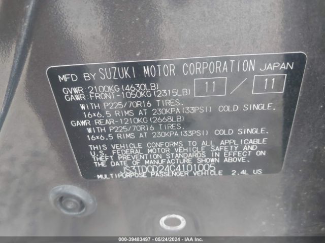 Photo 8 VIN: JS3TD0D24C4101005 - SUZUKI GRAND VITARA 