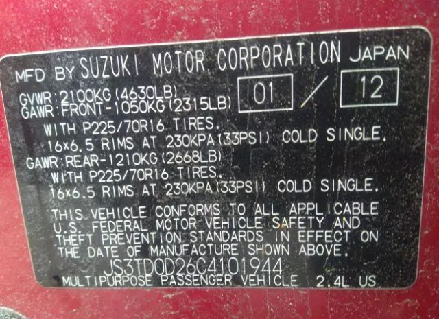 Photo 8 VIN: JS3TD0D26C4101944 - SUZUKI GRAND VITARA 