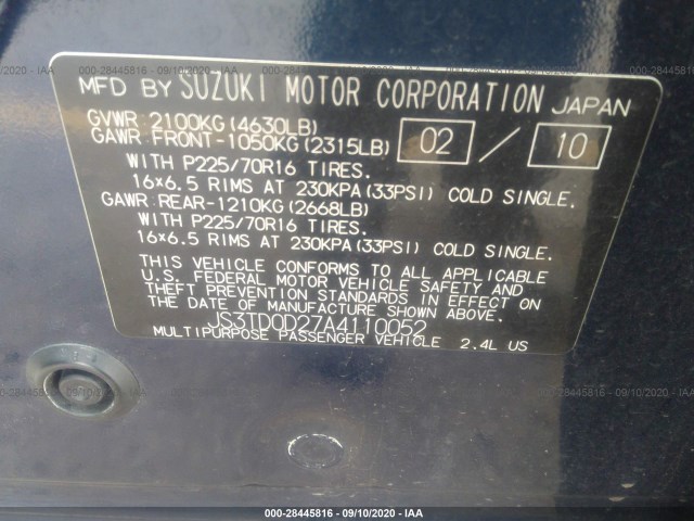 Photo 8 VIN: JS3TD0D27A4110052 - SUZUKI GRAND VITARA 