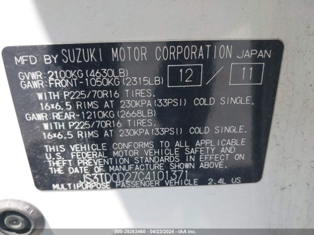 Photo 8 VIN: JS3TD0D27C4101371 - SUZUKI GRAND VITARA 