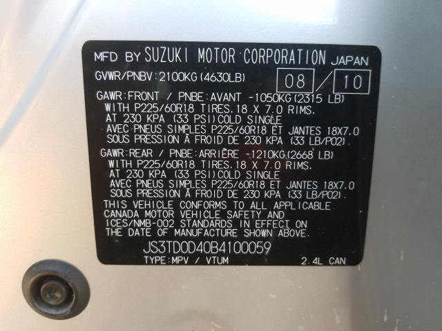 Photo 9 VIN: JS3TD0D40B4100059 - SUZUKI GRAND VITA 