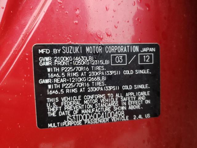 Photo 9 VIN: JS3TD0D60C4100498 - SUZUKI GRAND VITA 