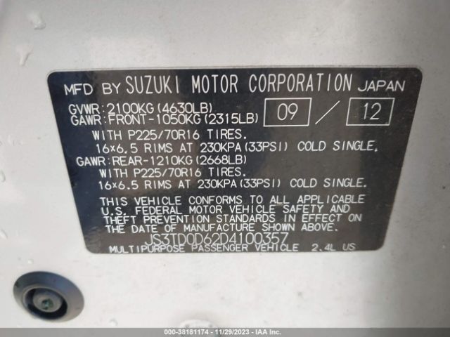 Photo 8 VIN: JS3TD0D62D4100357 - SUZUKI GRAND VITARA 