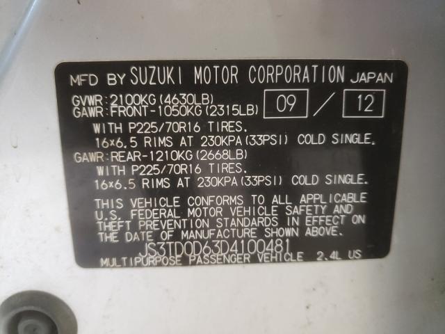 Photo 9 VIN: JS3TD0D63D4100481 - SUZUKI GRAND VITA 