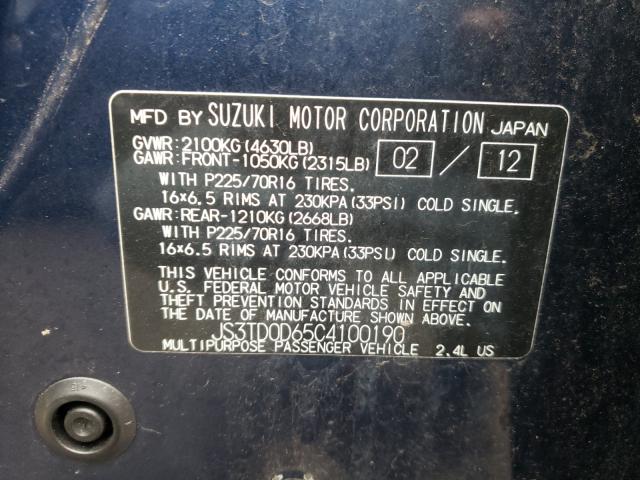 Photo 9 VIN: JS3TD0D65C4100190 - SUZUKI GRAND VITA 