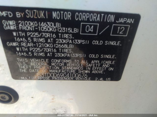 Photo 8 VIN: JS3TD0D69C4100676 - SUZUKI GRAND VITARA 