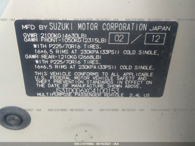 Photo 8 VIN: JS3TD0D6XC4100153 - SUZUKI GRAND VITARA 