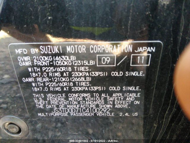 Photo 8 VIN: JS3TD0D71C4100292 - SUZUKI GRAND VITARA 