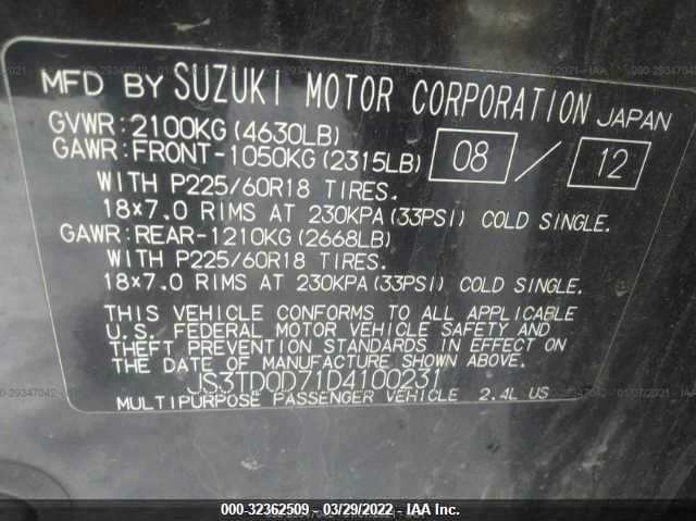 Photo 8 VIN: JS3TD0D71D4100231 - SUZUKI GRAND VITARA 