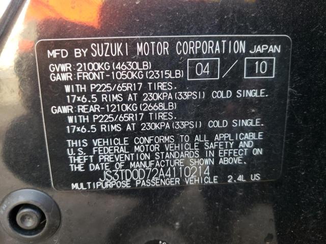 Photo 9 VIN: JS3TD0D72A4110214 - SUZUKI GRAND VITA 