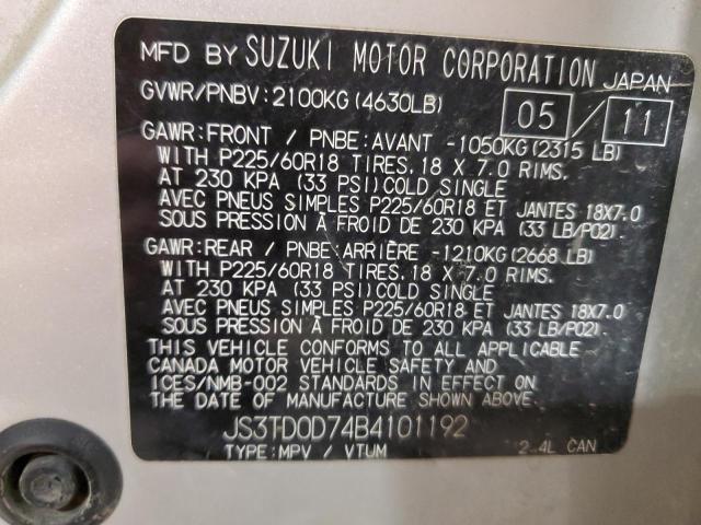 Photo 12 VIN: JS3TD0D74B4101192 - SUZUKI GRAND VITA 