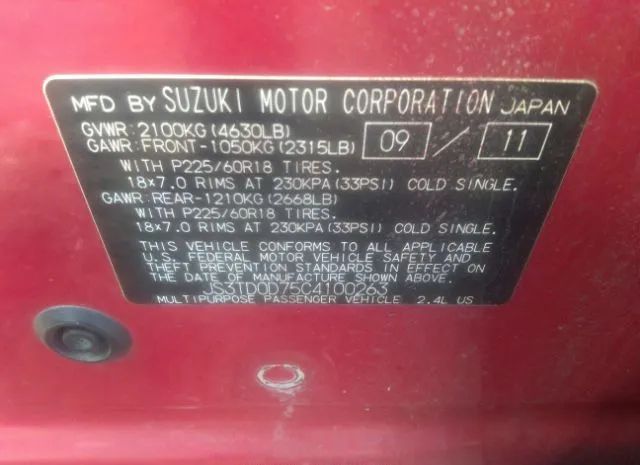 Photo 8 VIN: JS3TD0D75C4100263 - SUZUKI GRAND VITARA 