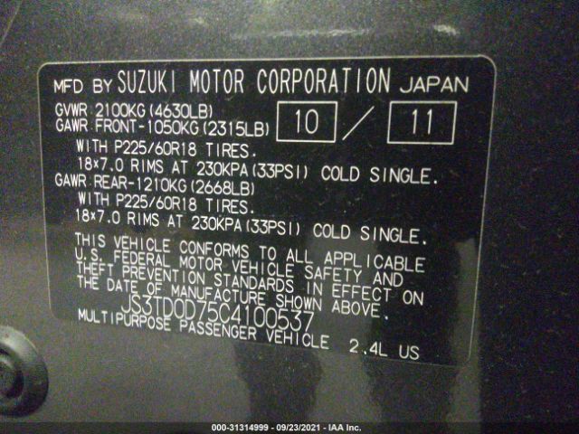 Photo 8 VIN: JS3TD0D75C4100537 - SUZUKI GRAND VITARA 