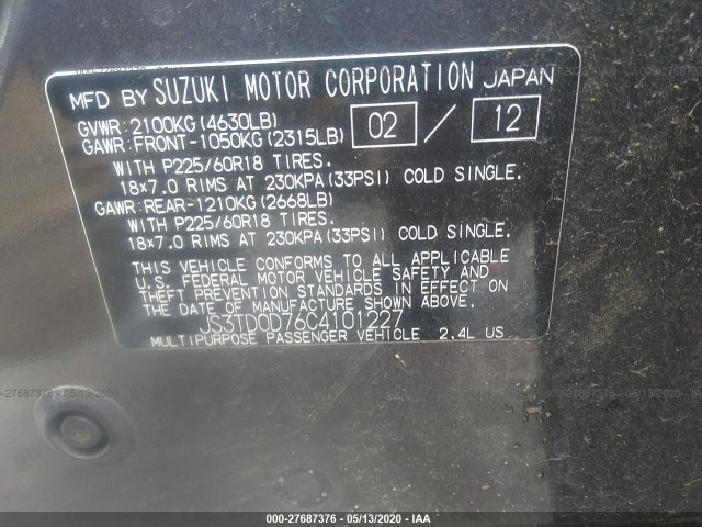 Photo 8 VIN: JS3TD0D76C4101227 - SUZUKI GRAND VITARA 