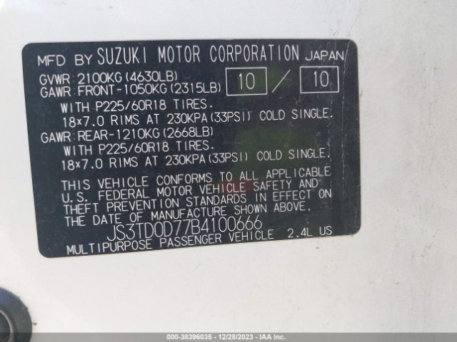 Photo 8 VIN: JS3TD0D77B4100666 - SUZUKI GRAND VITARA 