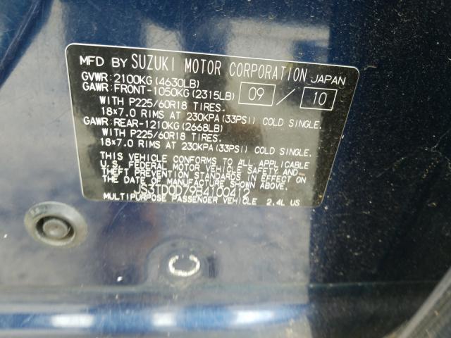 Photo 9 VIN: JS3TD0D79B4100412 - SUZUKI GRAND VITA 