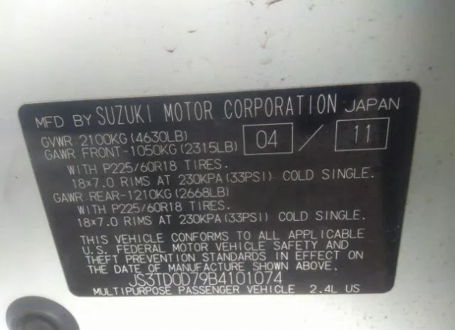 Photo 8 VIN: JS3TD0D79B4101074 - SUZUKI GRAND VITARA 