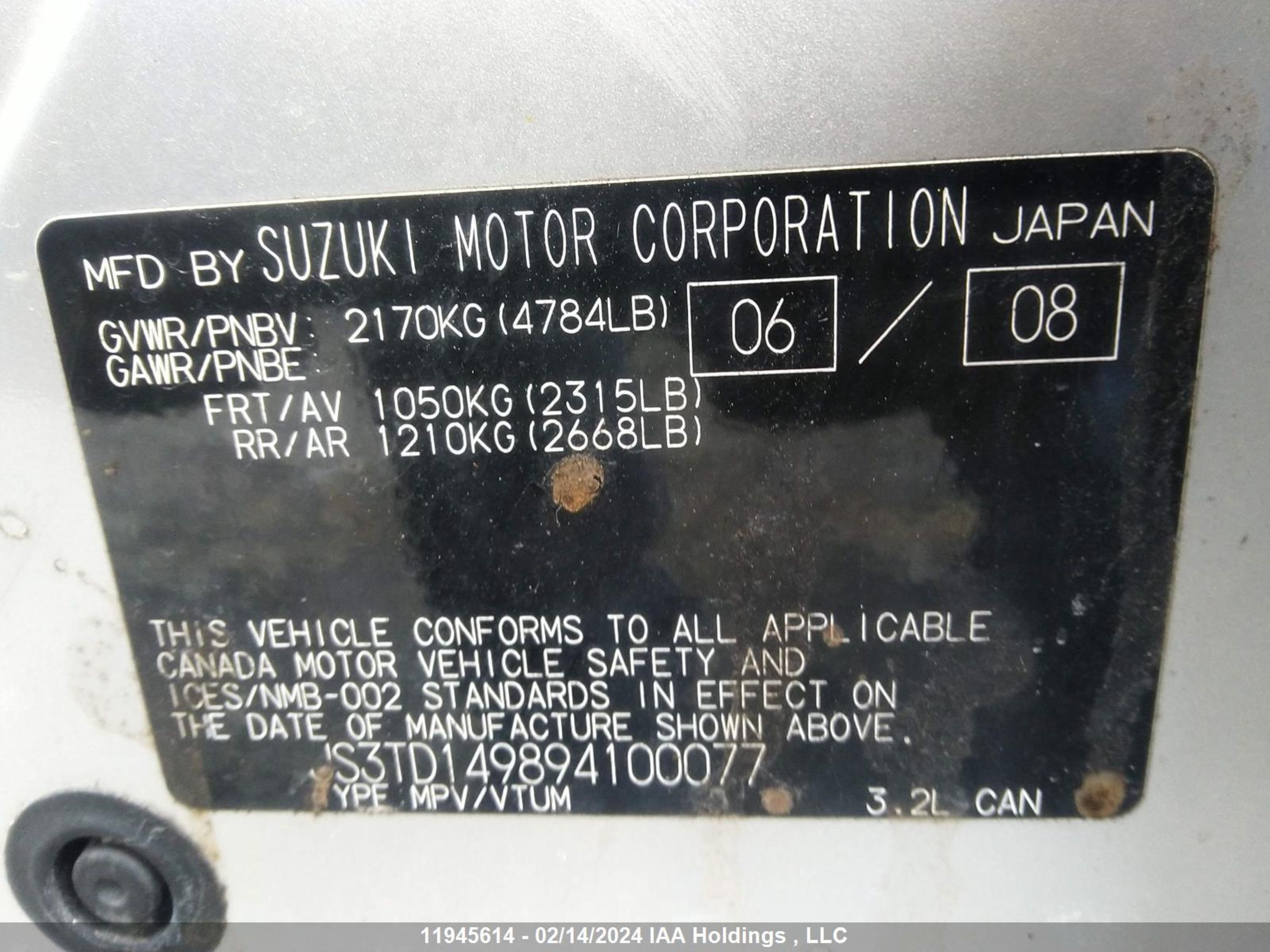 Photo 8 VIN: JS3TD149894100077 - SUZUKI GRAND VITARA 