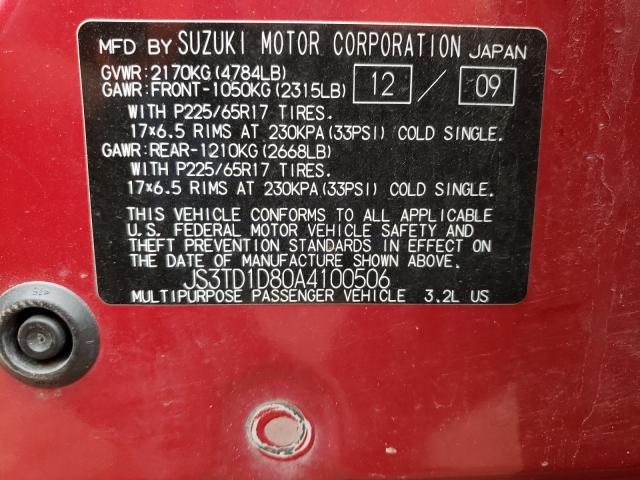 Photo 9 VIN: JS3TD1D80A4100506 - SUZUKI GRAND VITA 