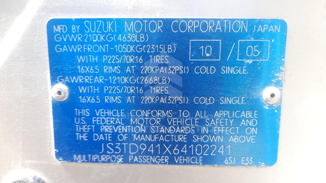 Photo 1 VIN: JS3TD941X64102241 - SUZUKI GRAND VITARA 