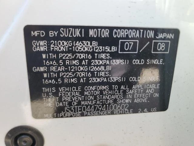 Photo 12 VIN: JS3TE044794100602 - SUZUKI GRAND VITA 