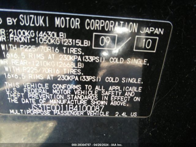 Photo 8 VIN: JS3TE0D11B4100087 - SUZUKI GRAND VITARA 