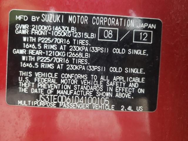 Photo 9 VIN: JS3TE0D61D4100105 - SUZUKI GRAND VITA 