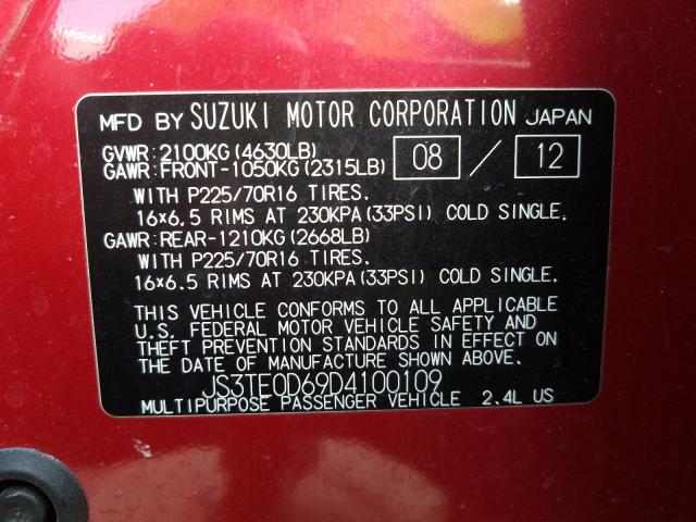 Photo 9 VIN: JS3TE0D69D4100109 - SUZUKI GRAND VITA 