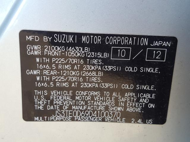 Photo 9 VIN: JS3TE0D69D4100370 - SUZUKI GRAND VITA 