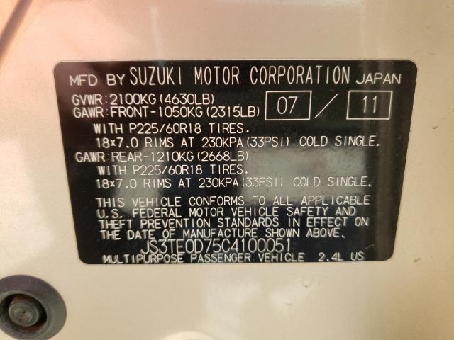 Photo 9 VIN: JS3TE0D75C4100051 - SUZUKI GRAND VITA 