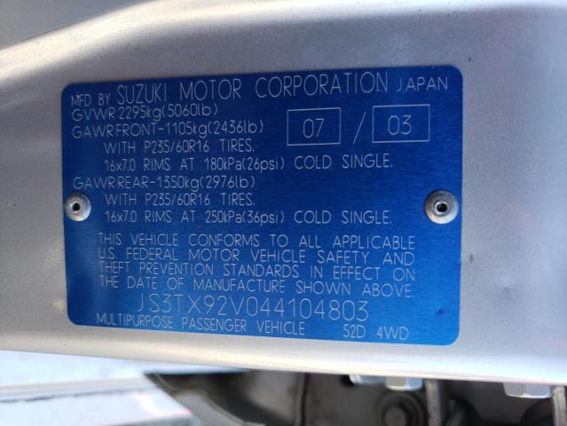 Photo 9 VIN: JS3TX92V044104803 - SUZUKI XL7 EX 