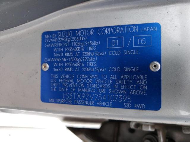 Photo 9 VIN: JS3TX92V254107395 - SUZUKI XL7 EX 