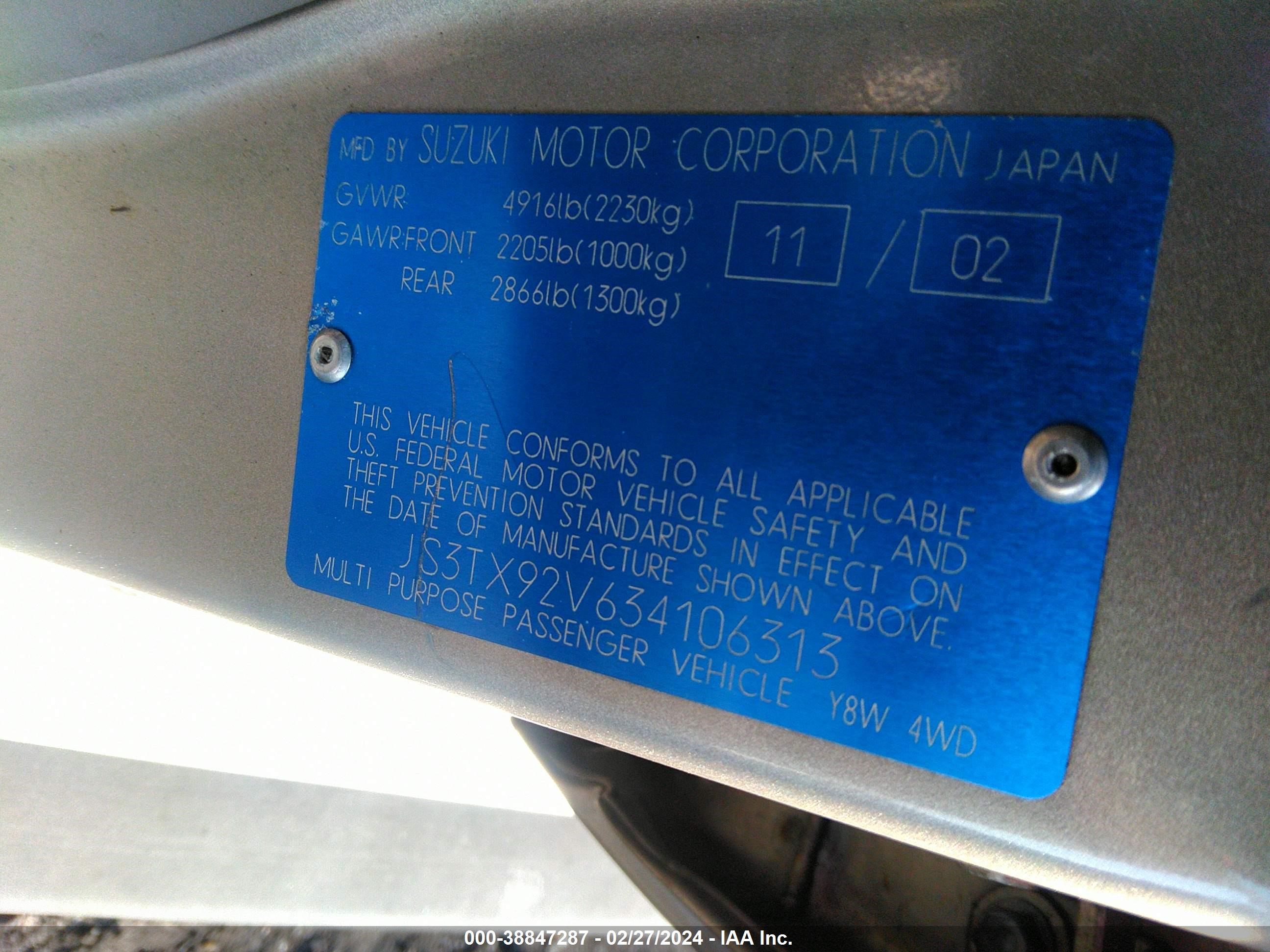 Photo 8 VIN: JS3TX92V634106313 - SUZUKI XL7 