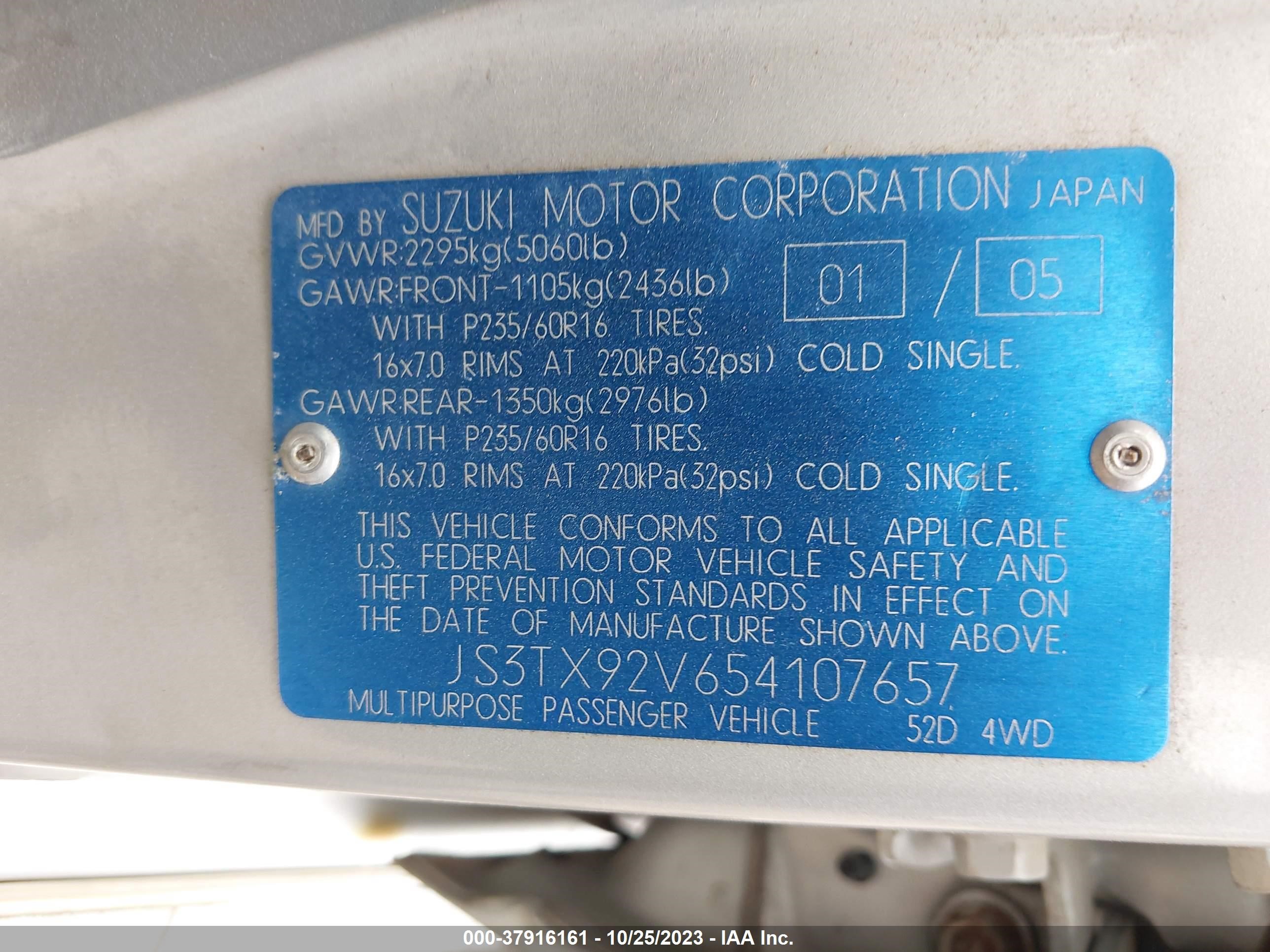 Photo 8 VIN: JS3TX92V654107657 - SUZUKI XL7 