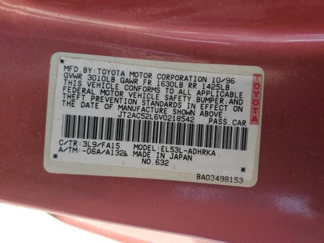 Photo 11 VIN: JT2AC52L6V0218542 - TOYOTA TERCEL CE 