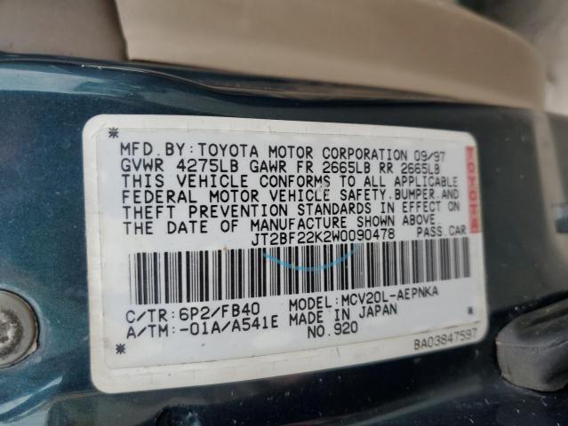 Photo 11 VIN: JT2BF22K2W0090478 - TOYOTA CAMRY 